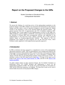 Report on the Proposed Changes to the GIRs