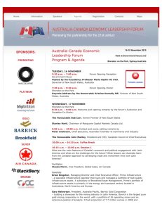 Australia-Canada Economic Leadership Forum Program & Agenda