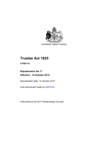 Trustee Act 1925 - ACT Legislation Register