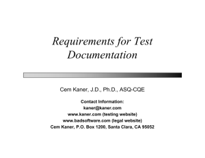 Requirements for Test Documentation