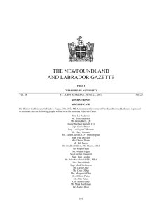 June 21, 2013 - Government of Newfoundland and Labrador