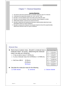 Chapter 7: Chemical Quantities