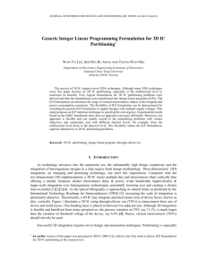 Generic Integer Linear Programming Formulation for 3D IC Partitioning