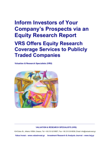 VRS Equity Research Coverage to Publicly Traded Companies