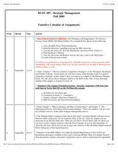 Calendar of Assignments