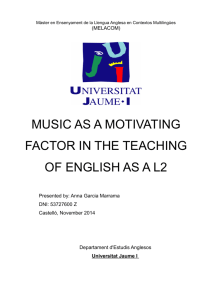 music as a motivating factor in the teaching of