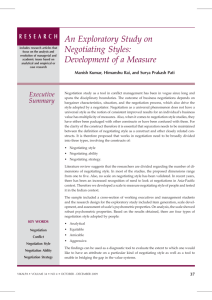 An Exploratory Study on Negotiating Styles: Development of a