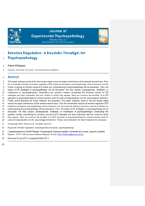 Emotion Regulation: A Heuristic Paradigm for Psychopathology