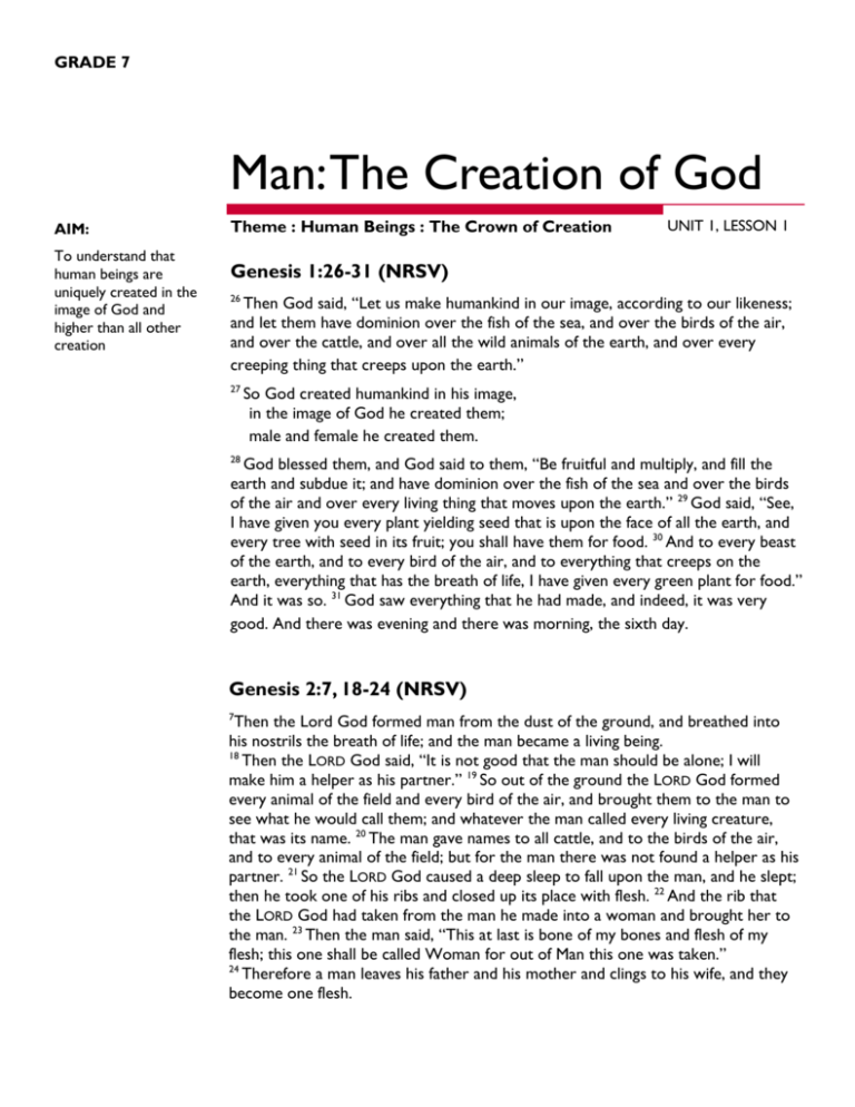 god's creation of man essay