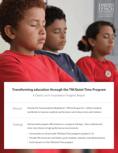 Transforming education through the TM/Quiet Time Program