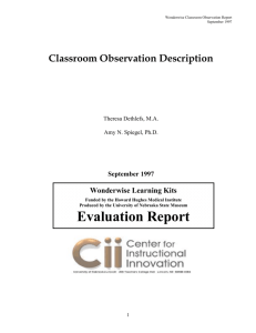 Classroom Observation Description with Student and Teacher