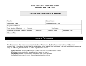 classroom observation report - Island Trees Public Schools