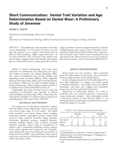 Dental Trait Variation and Age Determination Based on Dental Wear