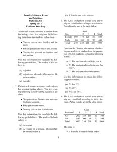 Practice Midterm Exam and Solutions Statistics 371 Spring 2012