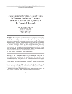 The Communicative Functions of Touch in Humans, Nonhuman