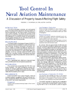 Tool Control In Naval Aviation Maintenance