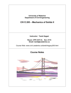 CIV E 205 – Mechanics of Solids II Course Notes