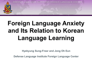 Foreign Language Anxiety and Its Relation to Korean Language