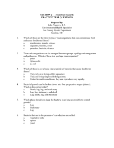 SECTION 2 — Microbial Hazards PRACTICE TEST QUESTIONS