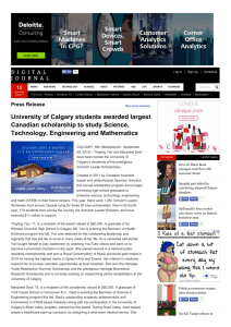 University of Calgary students awarded largest Canadian