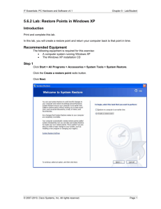 5.6.2 Lab: Restore Points in Windows XP