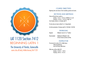 Beginning Latin 1 - University of Florida