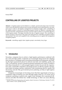 CONTROLLING OF LOGISTICS PROJECTS