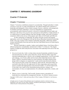 chapter 17. reframing leadership chapter 17 overview