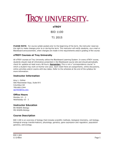 BIO 1100 T1 2015 - Troy University