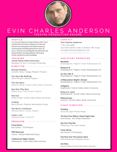 Evin Charles Anderson - Theatre Production Resume