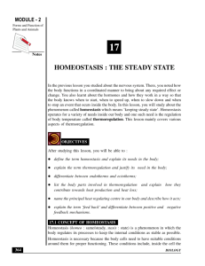 HOMEOSTASIS : THE STEADY STATE
