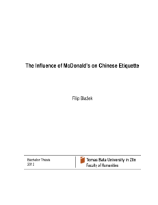 The Influence of McDonald's on Chinese Etiquette