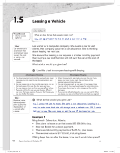 Leasing a Vehicle - Gr 12 Essentials