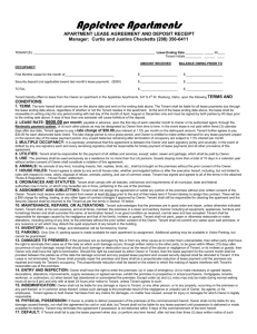 Apartment Lease Agreement And Deposit Receipt