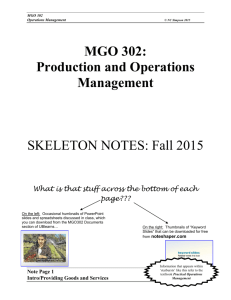 MGO 302: Production and Operations Management SKELETON