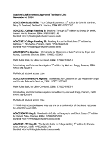 Academic Achievement Approved Textbook List: November 4, 2014