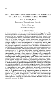 influence of temperature on the amylases of cold