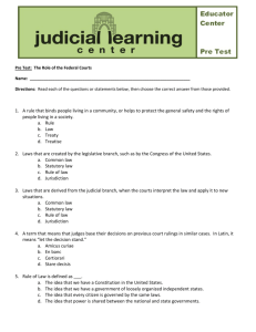 Judicial Learning Center – Pre Test – The Role of the Federal Courts