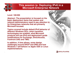Deploying IPv6 in a Microsoft Enterprise Network