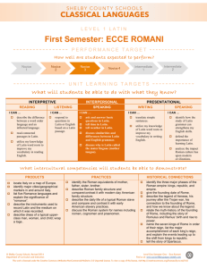 First Semester: ECCE ROMANI