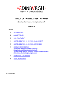 POLICY ON FAIR TREATMENT AT WORK