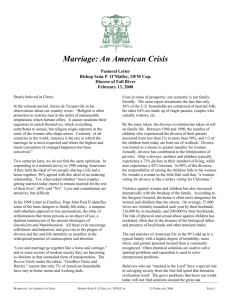 Marriage: An American Crisis. Pastoral Letter. February 13, 2000