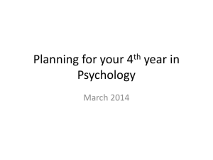 Planning for the 4th year of Honours in Psychology