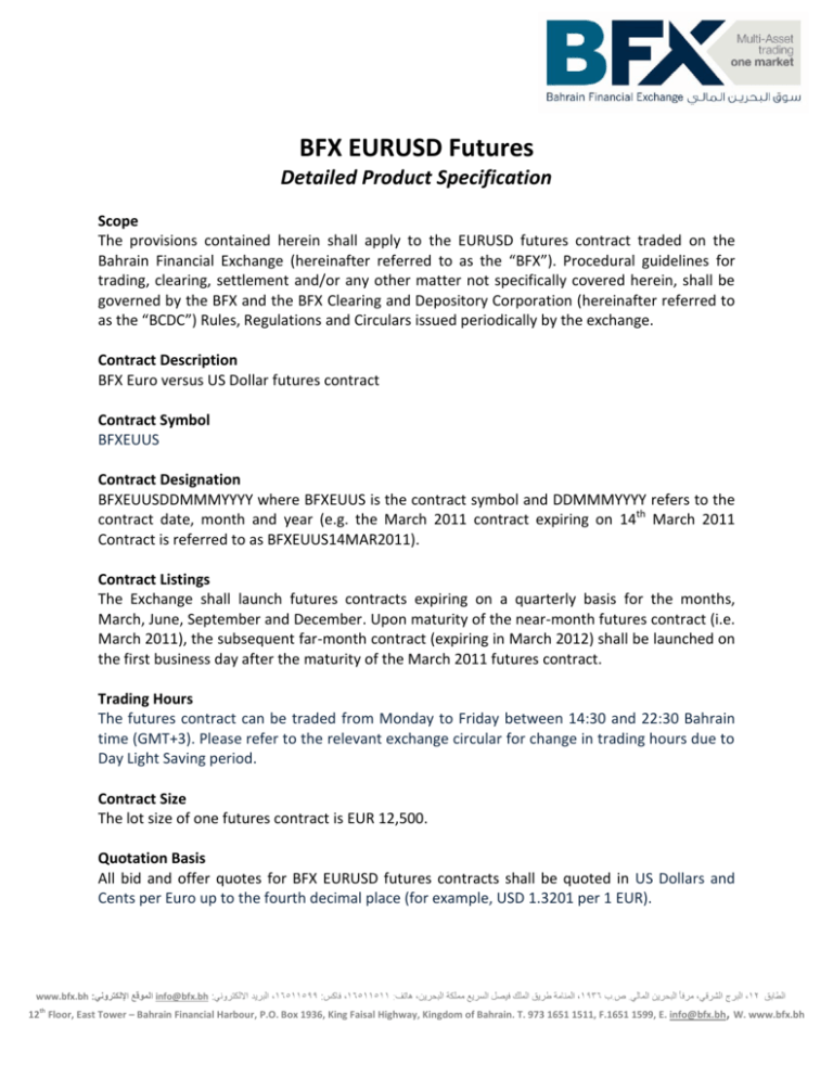 Bfx Eurusd Futures Bfx Bahrain Financial Exchange