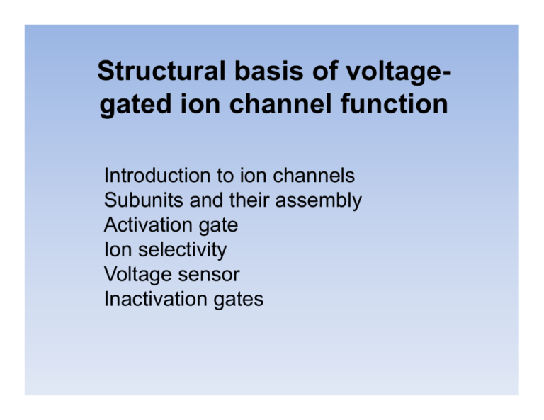 Structural Basis Of Voltage gated Ion Channel Function