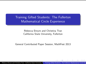 Training Gifted Students: The Fullerton Mathematical Circle