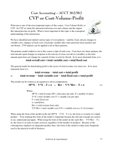 CVP or Cost-Volume