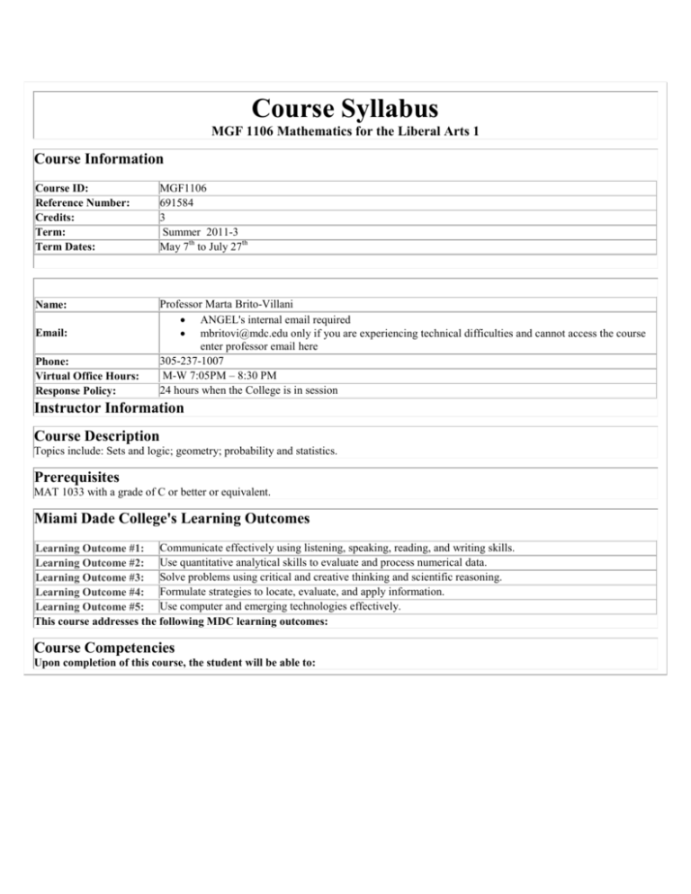 Course Syllabus MDC Faculty Home Pages