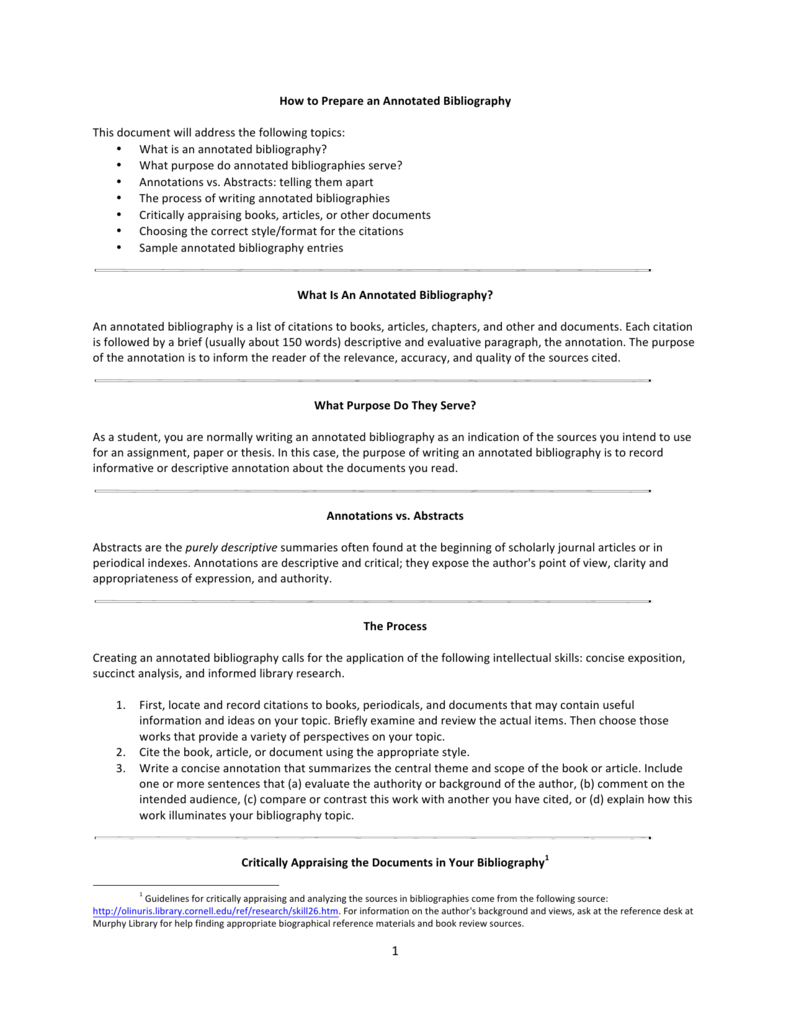 Annotated Bibliography Directions