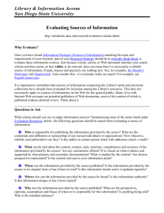 Evaluating Sources Of Information